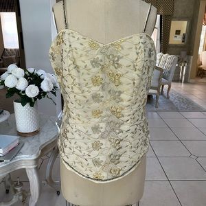 Formal white//ivory beaded with lace and rhinestone straps top